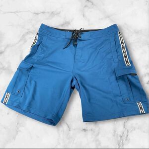 PELAGIC "BlackFin" Men's Board Shorts Blue Hybrid Swim Trunks Size 36